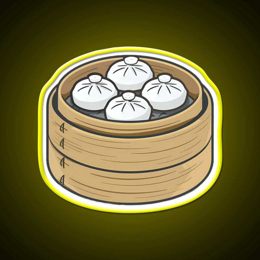 Steamed Buns In A Bamboo Steamer Led Neon Sign Chinese Food Rgb Color - Shineneon