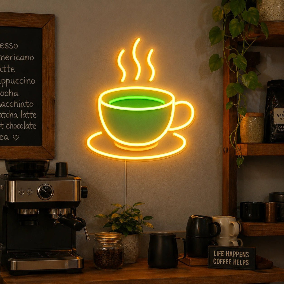 Steaming Tea Cup Saucer LED Neon Sign - Shineneon