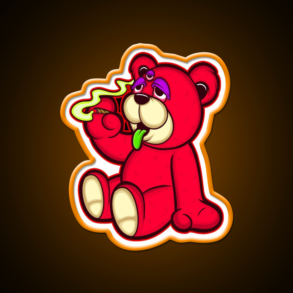 Stoned Bear Character Green Leaf Led Neon Sign 420 Neon Decor Rgb Color - LED neon sign view 6