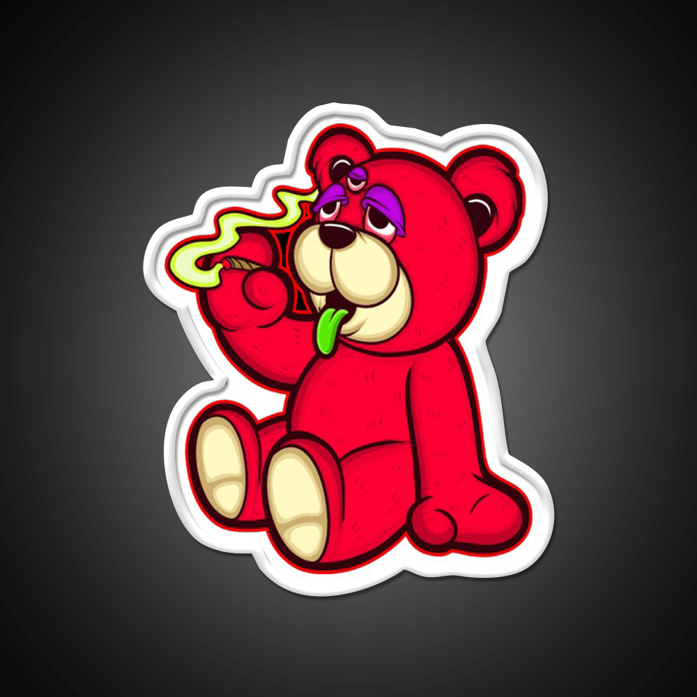 Stoned Bear Character Green Leaf Led Neon Sign 420 Neon Decor Rgb Color - Shineneon