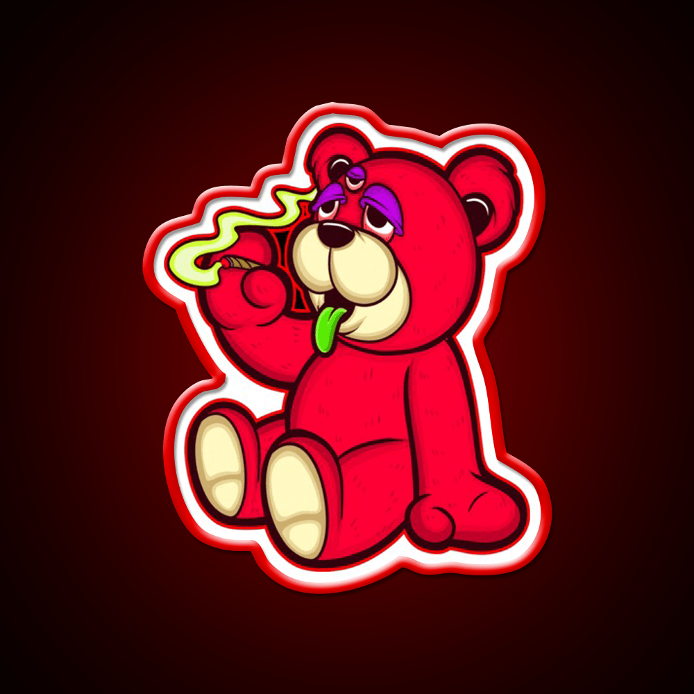 Stoned Bear Character Green Leaf Led Neon Sign 420 Neon Decor Rgb Color - Shineneon