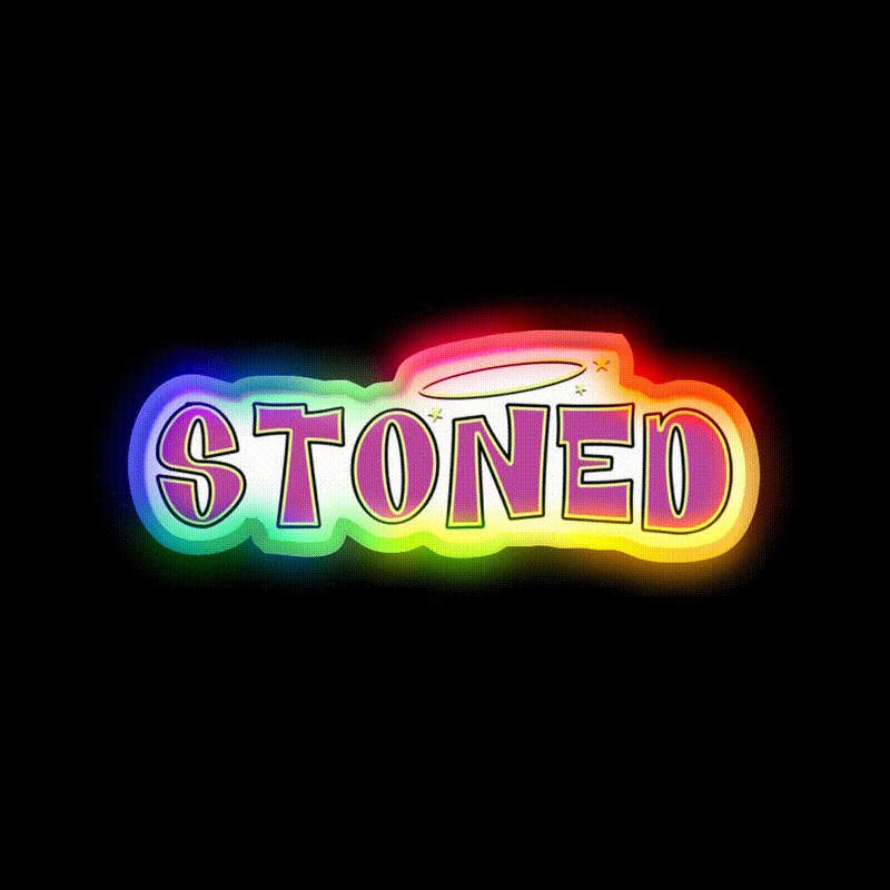 Stoned Bratz Vibes Hemp Inspired Green Leaf Led Neon Sign Rgb Color - LED neon sign close-up detail