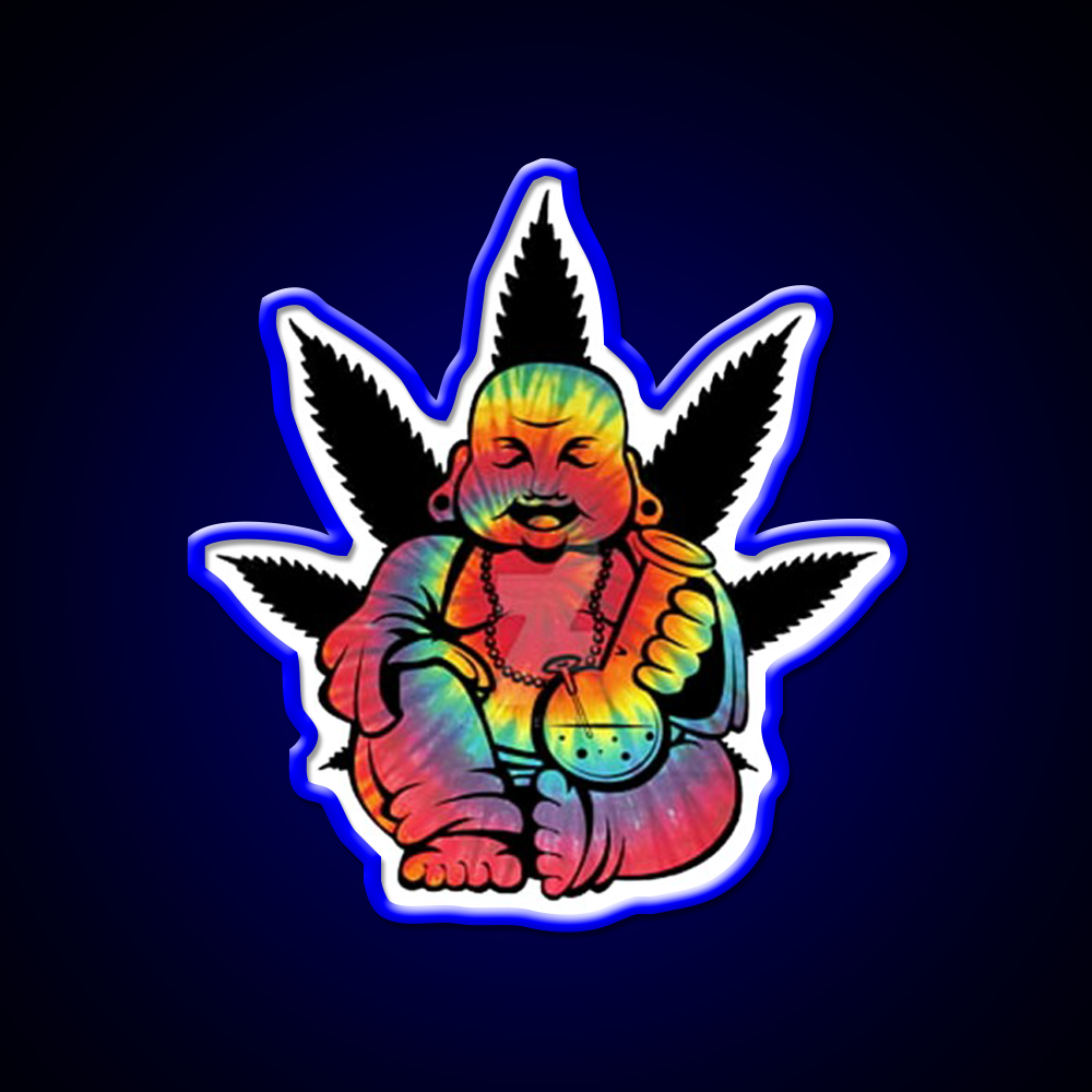 Stoned Buddha Hemp Inspired Green Leaf Led Neon Sign Rgb Color