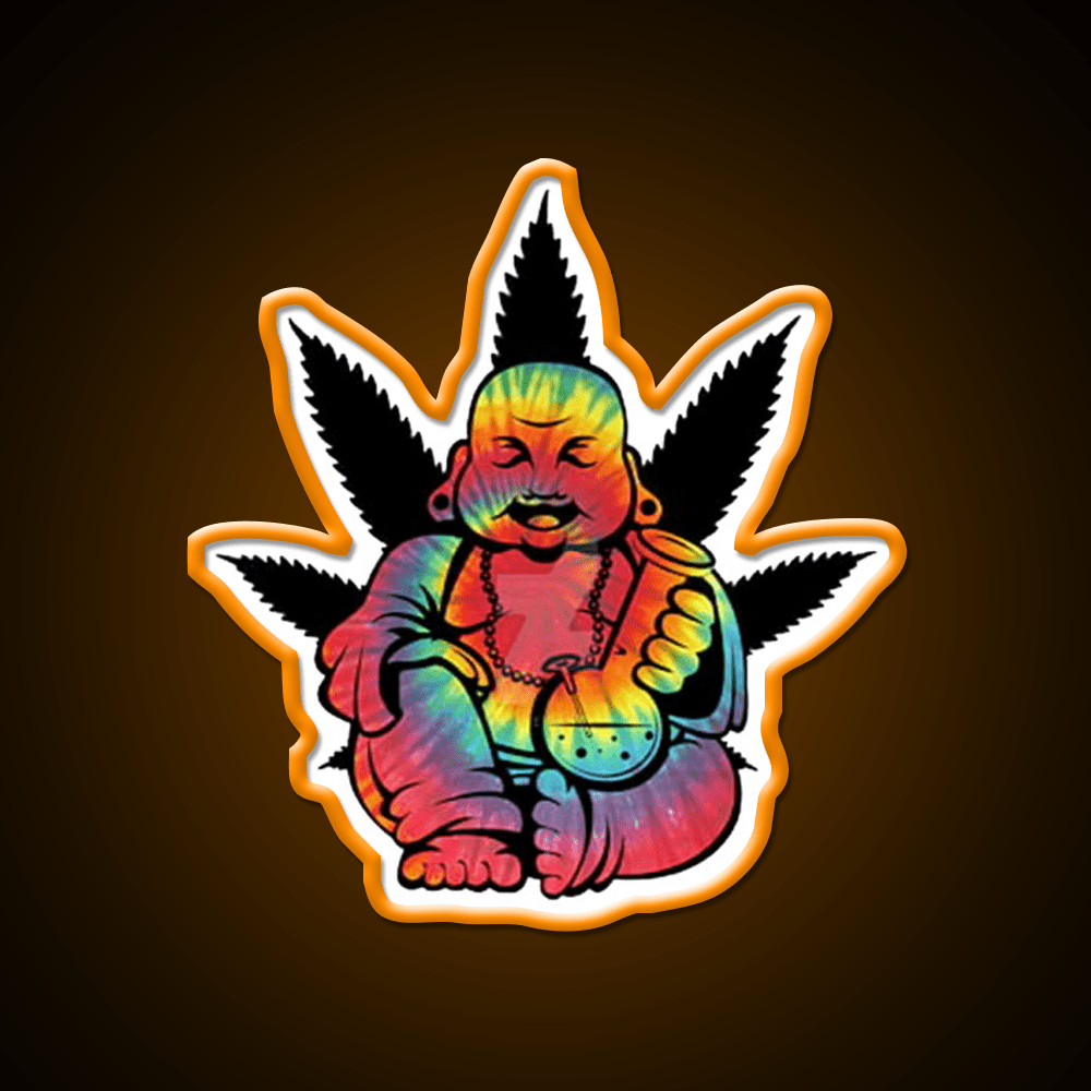 Stoned Buddha Hemp Inspired Green Leaf Led Neon Sign Rgb Color - Shineneon