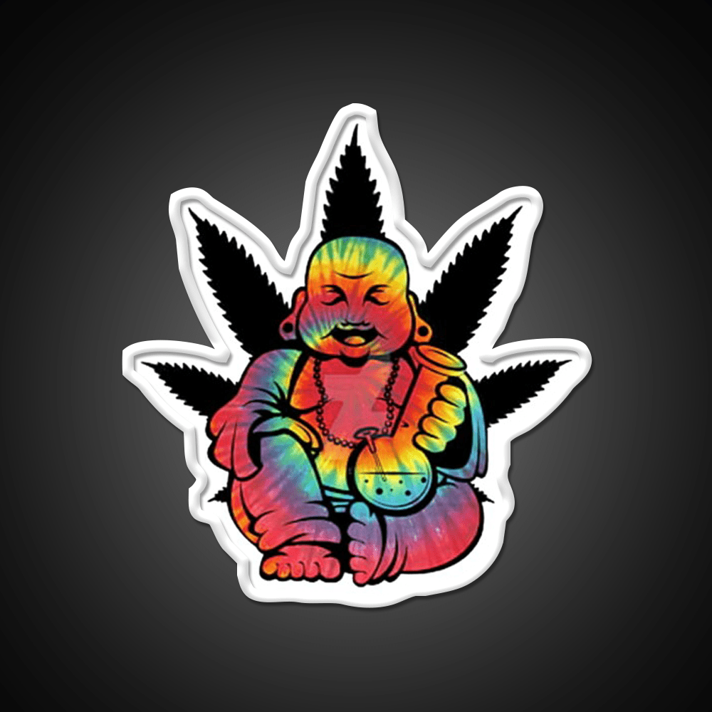 Stoned Buddha Hemp Inspired Green Leaf Led Neon Sign Rgb Color - Shineneon