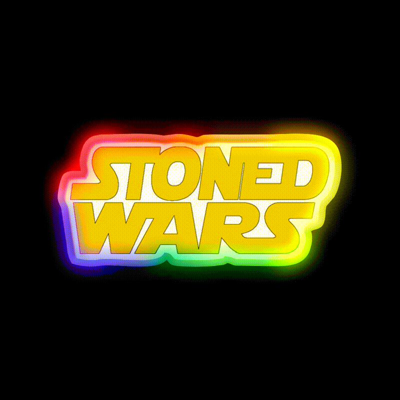 Stoned Wars Hemp Inspired Green Leaf Led Neon Sign Rgb Color - LED neon sign close-up detail