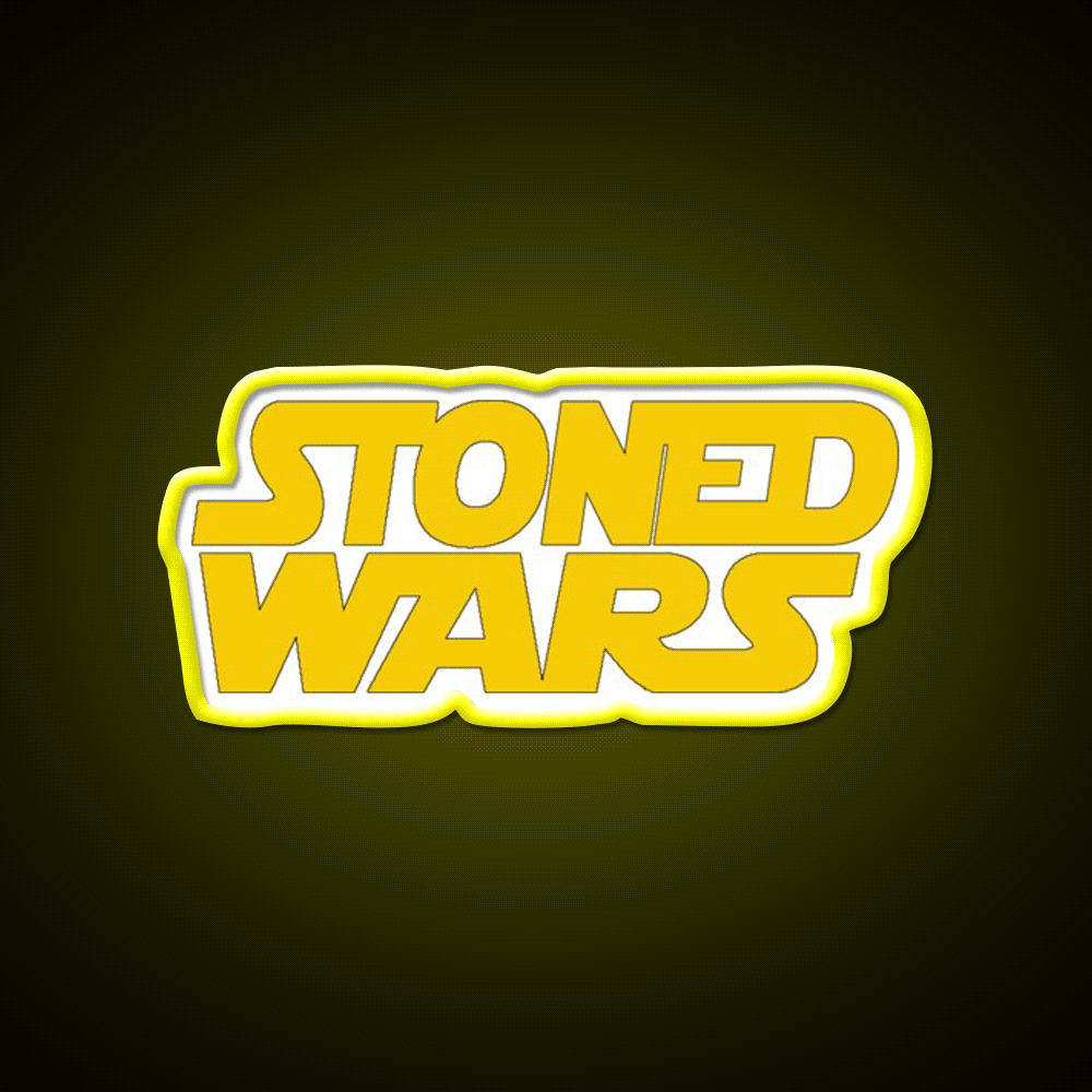 Stoned Wars Hemp Inspired Green Leaf Led Neon Sign Rgb Color - Custom LED neon sign front view