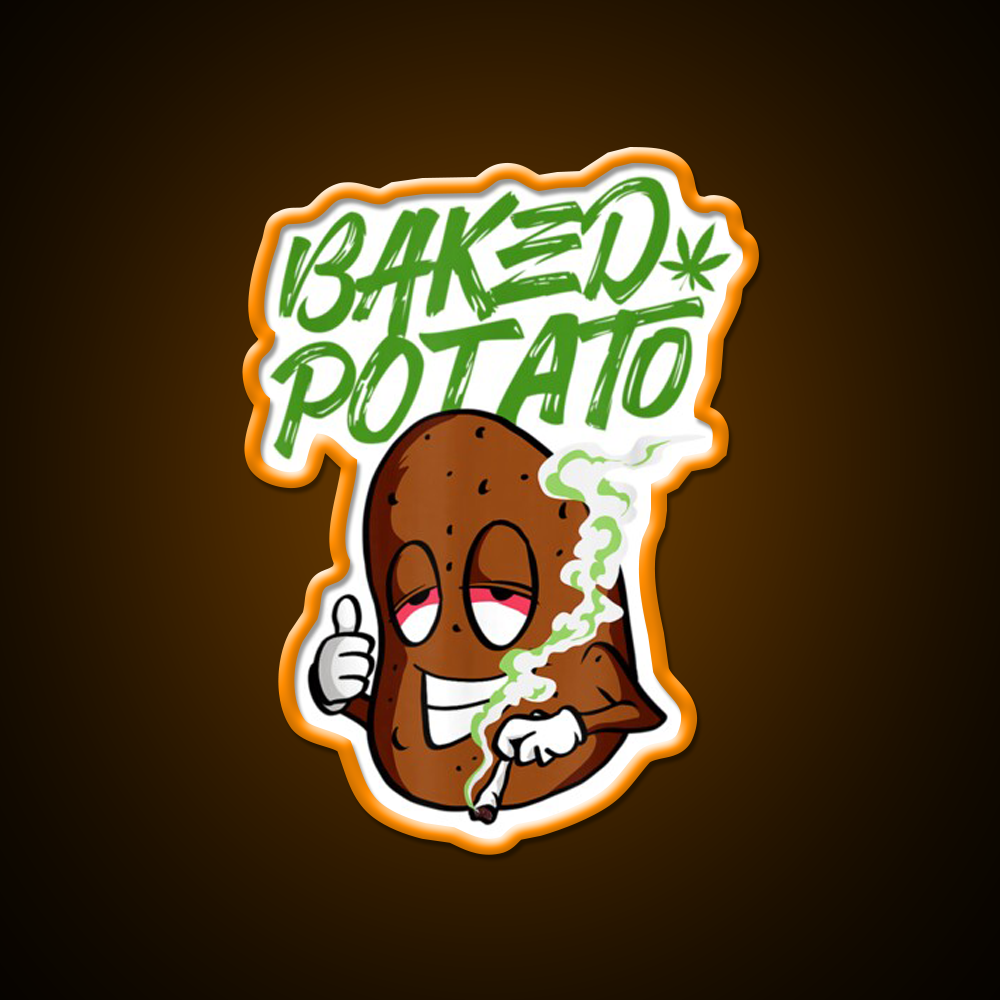 Stoner Baked Potato Hemp Inspired Green Leaf Led Neon Sign Rgb Color