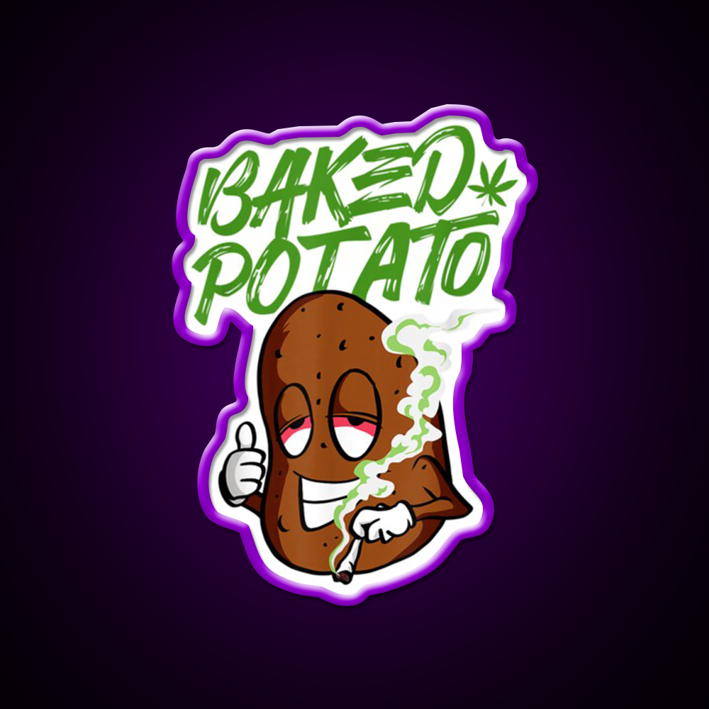 Stoner Baked Potato Hemp Inspired Green Leaf Led Neon Sign Rgb Color