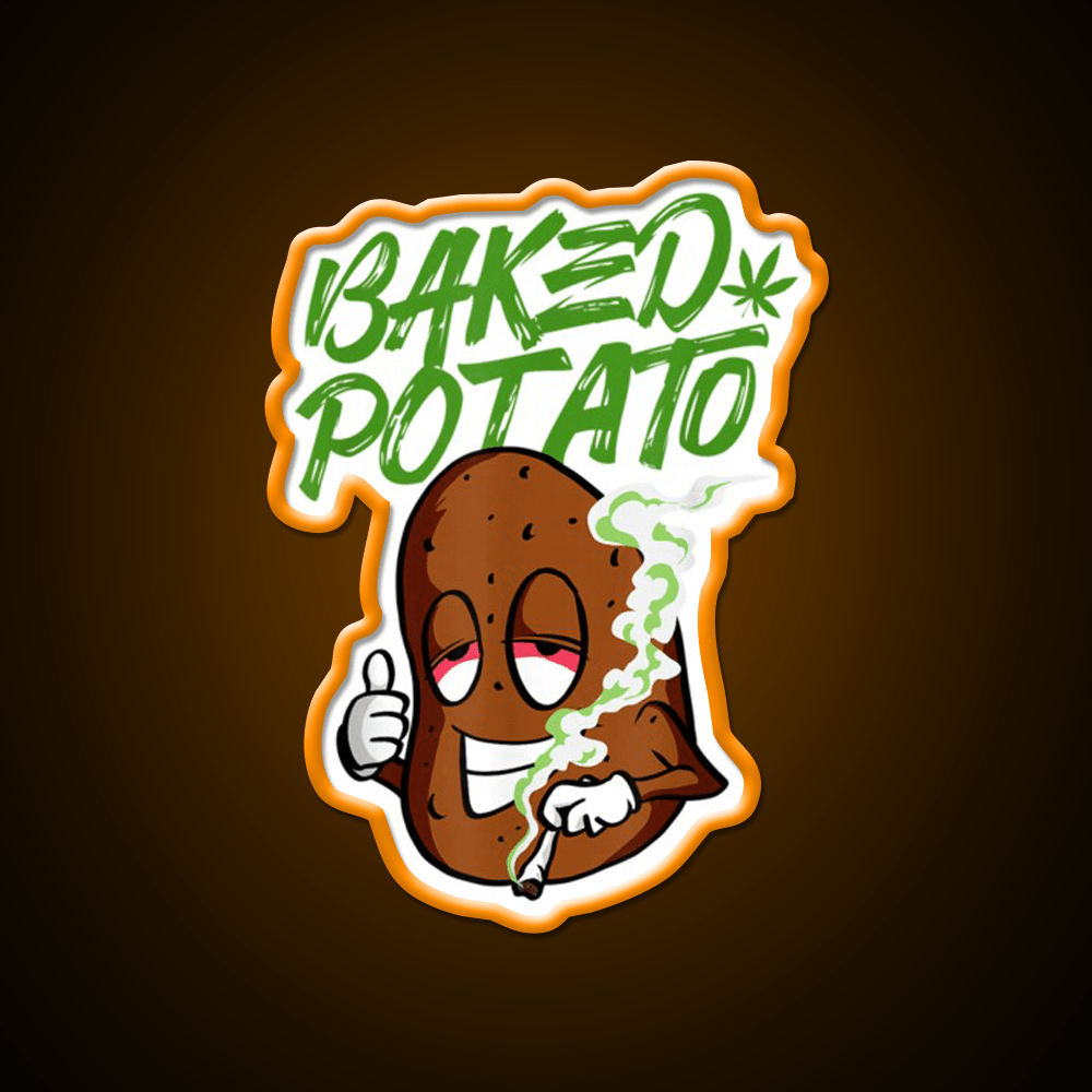 Stoner Baked Potato Hemp Inspired Green Leaf Led Neon Sign Rgb Color - Shineneon