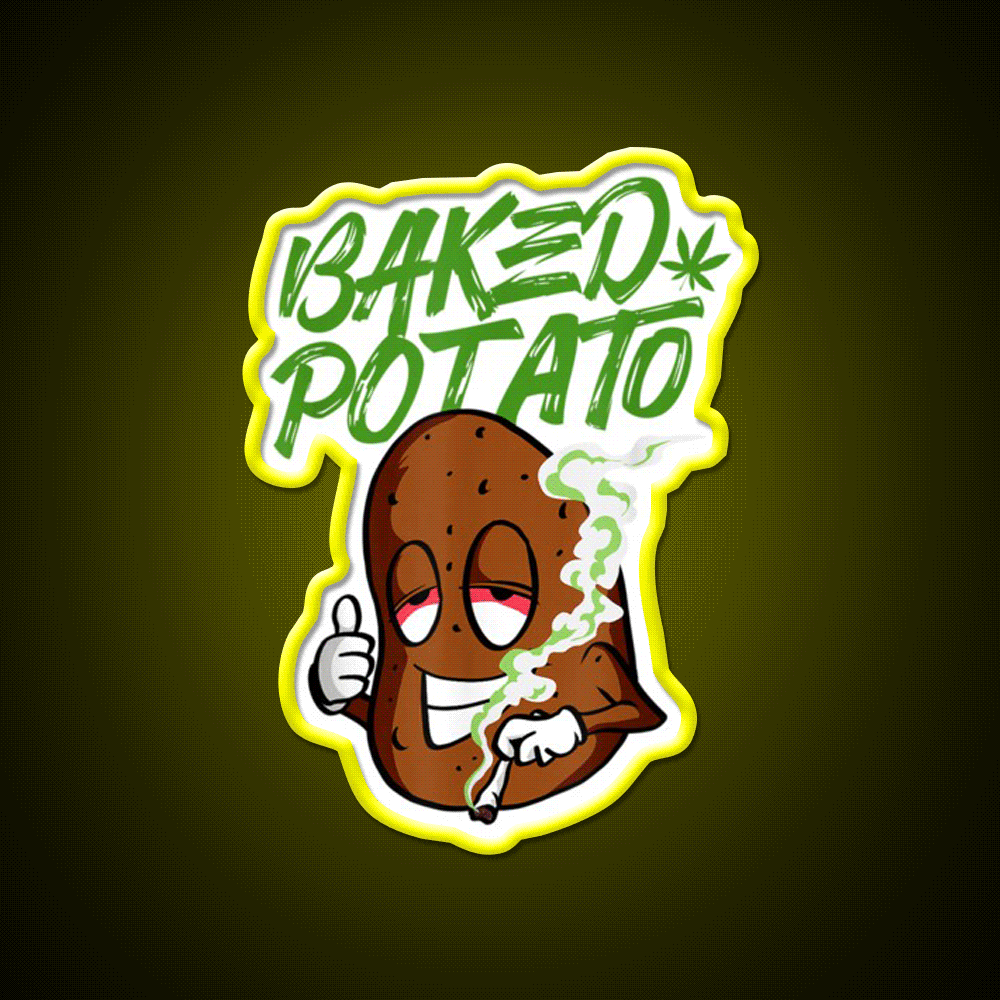 Stoner Baked Potato Hemp Inspired Green Leaf Led Neon Sign Rgb Color