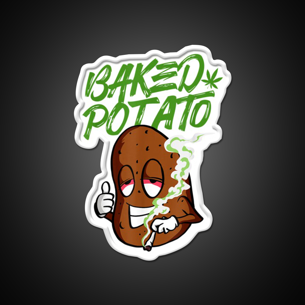 Stoner Baked Potato Hemp Inspired Green Leaf Led Neon Sign Rgb Color