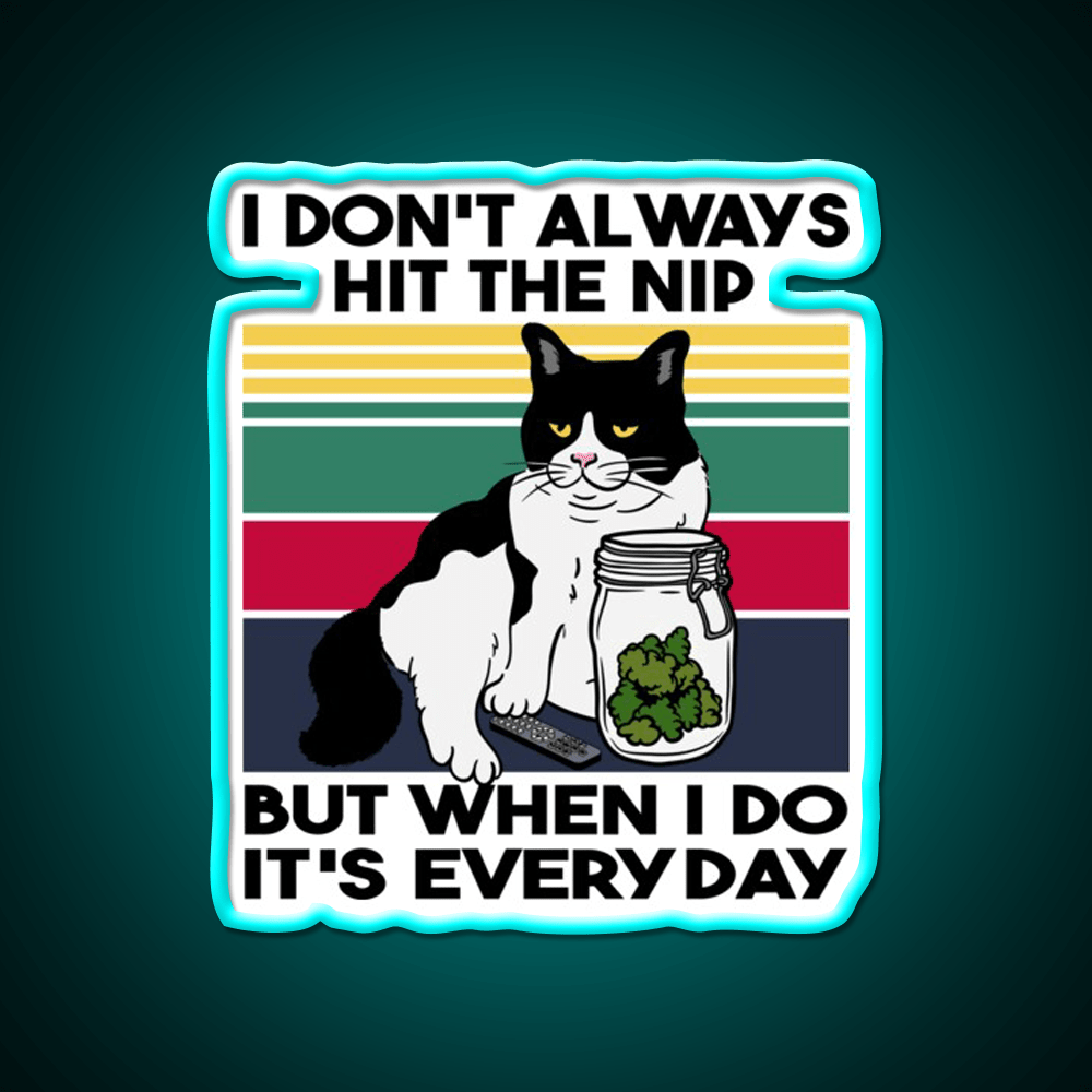 Stoner Cat Funny Cat Loves Weed Hemp Inspired Green Leaf Led Neon Sign Rgb Color - Shineneon
