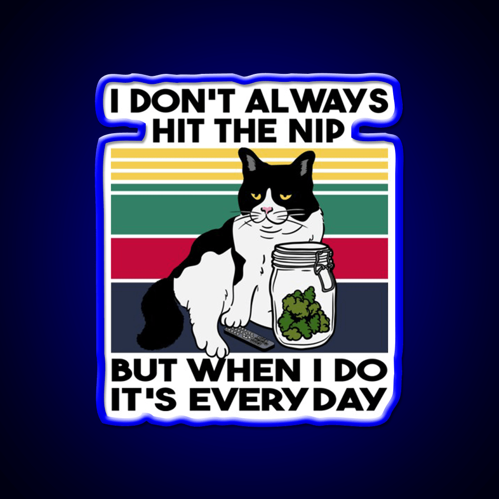 Stoner Cat Funny Cat Loves Weed Hemp Inspired Green Leaf Led Neon Sign Rgb Color - Shineneon