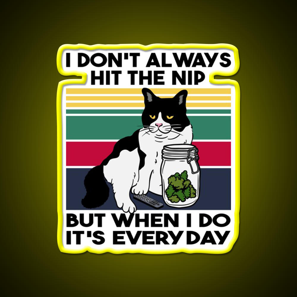 Stoner Cat Funny Cat Loves Weed Hemp Inspired Green Leaf Led Neon Sign Rgb Color - LED neon sign view 7