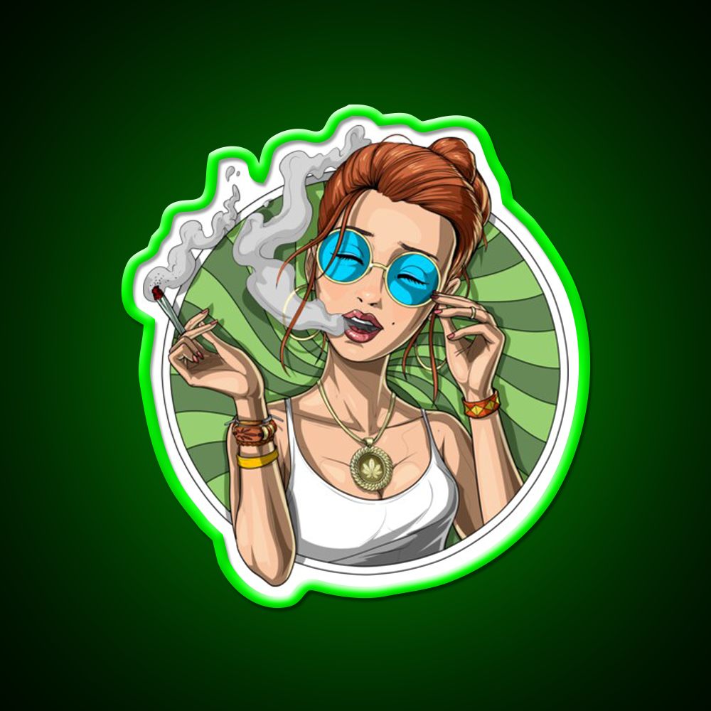 Stoner Girl Weed Hemp Inspired Green Leaf Led Neon Sign Rgb Color - LED neon sign view 8