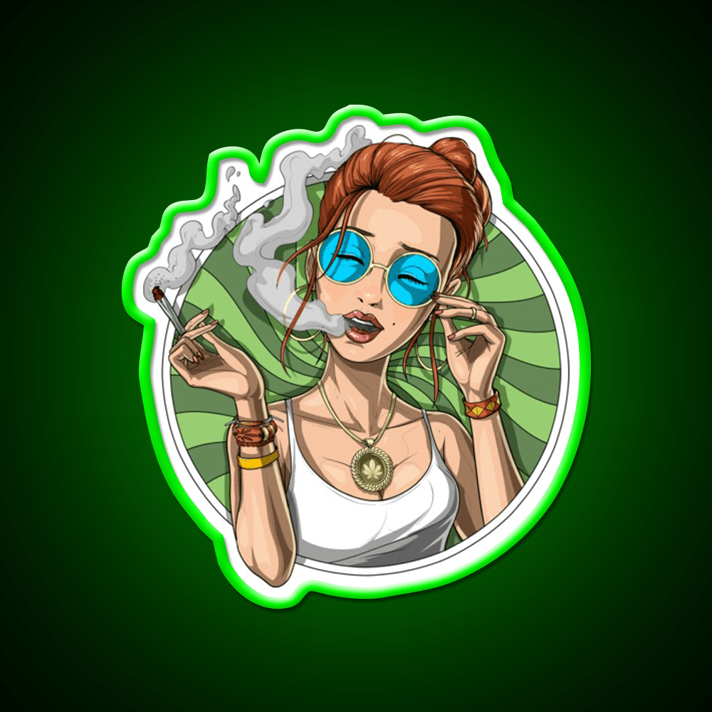 Stoner Girl Weed Hemp Inspired Green Leaf Led Neon Sign Rgb Color - Shineneon