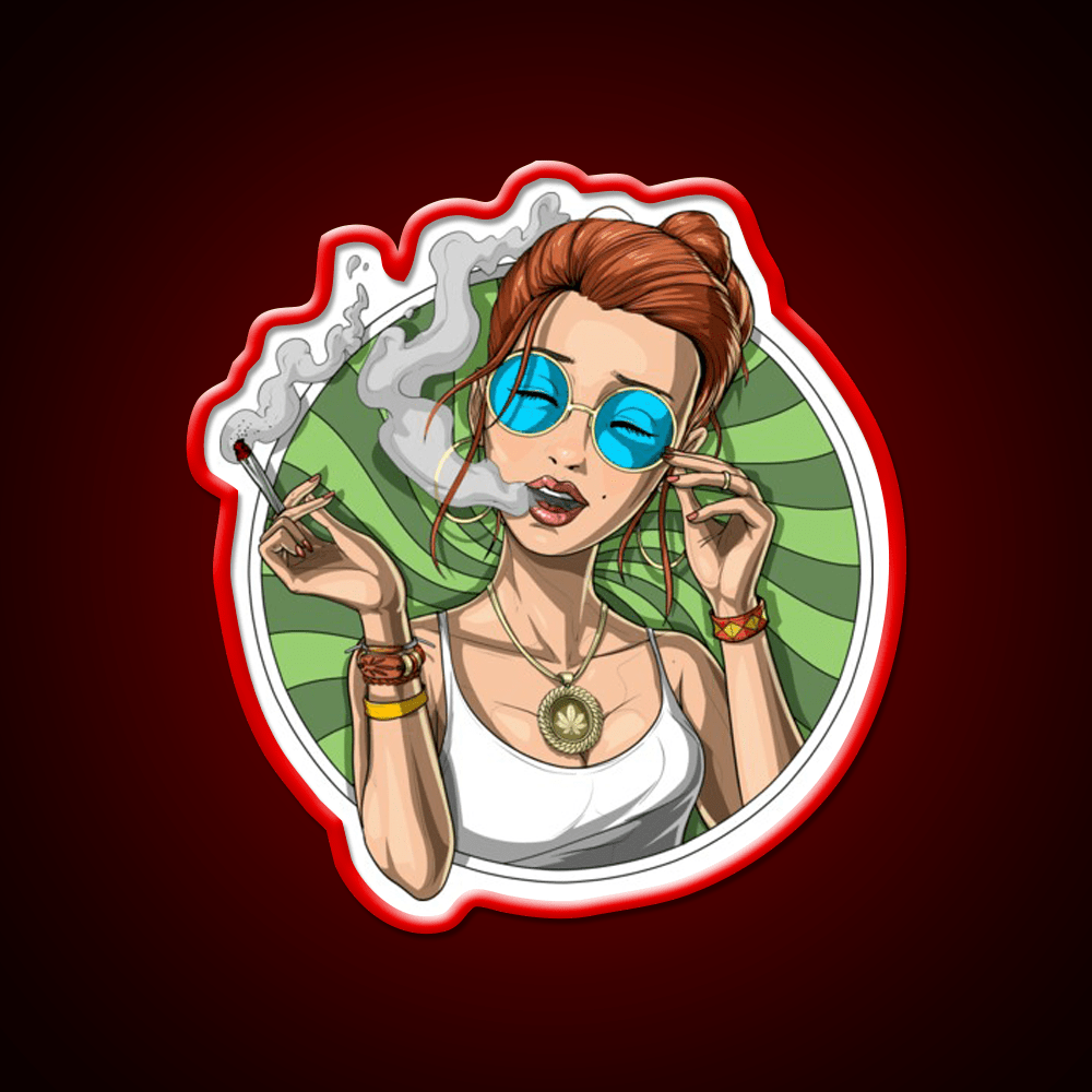 Stoner Girl Weed Hemp Inspired Green Leaf Led Neon Sign Rgb Color - Shineneon