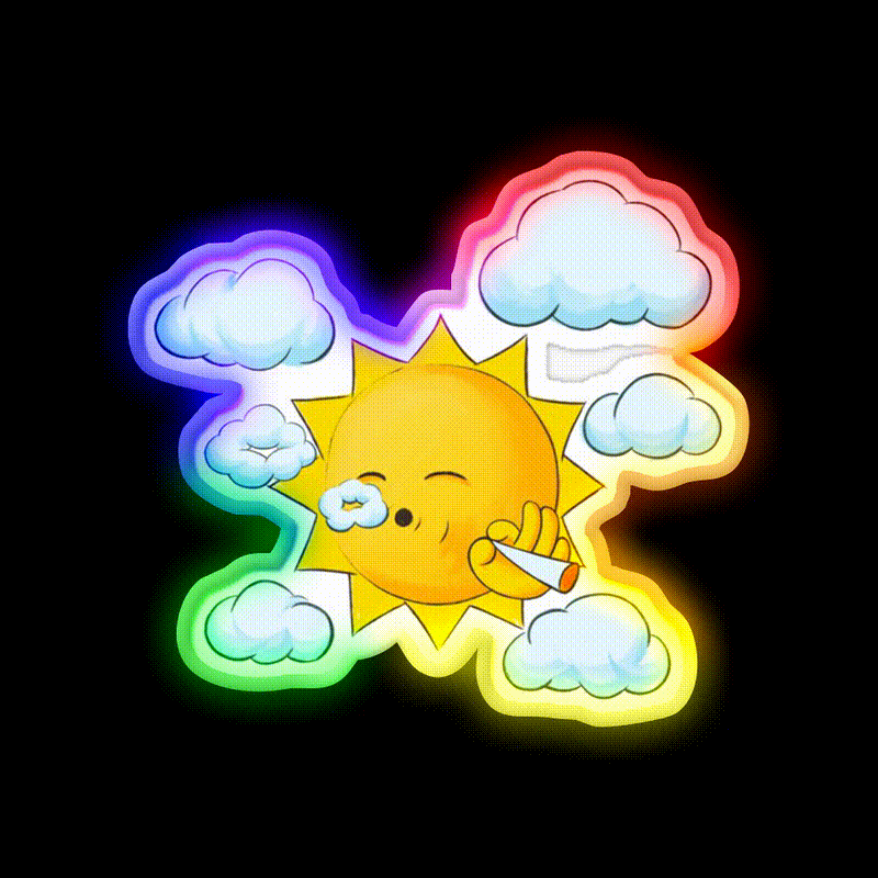 Stoner Sun Weed High In The Sky Hemp Inspired Green Leaf Led Neon Sign Rgb Color - LED neon sign close-up detail