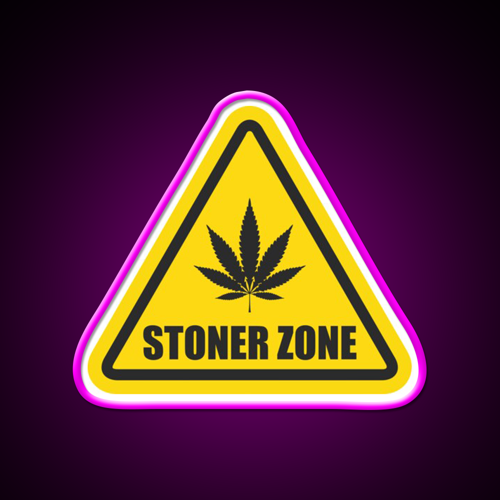 Stoner Zone Weed Leaf Gift Hemp Inspired Green Leaf Led Neon Sign Rgb Color - Neon sign mounted on wall in room