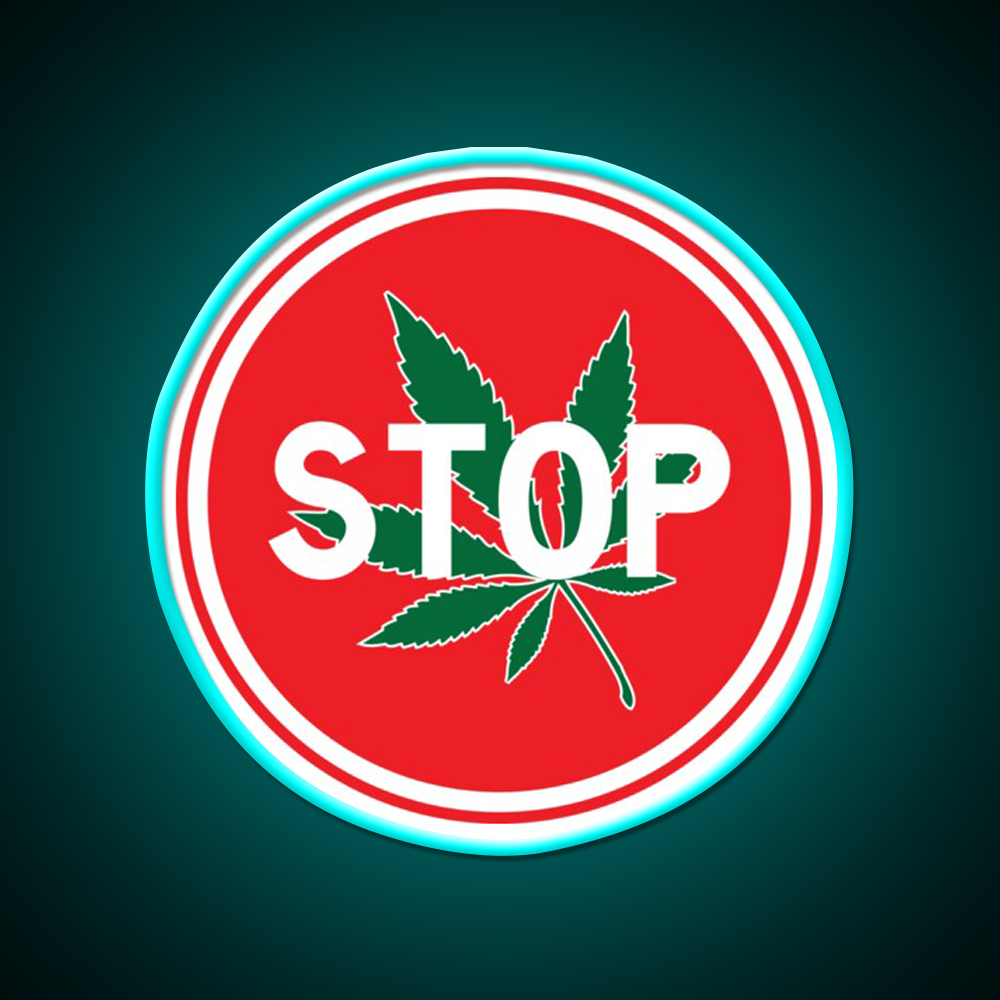 Stop Hemp Inspired Green Leaf Led Neon Sign Rgb Color - Size and dimension reference