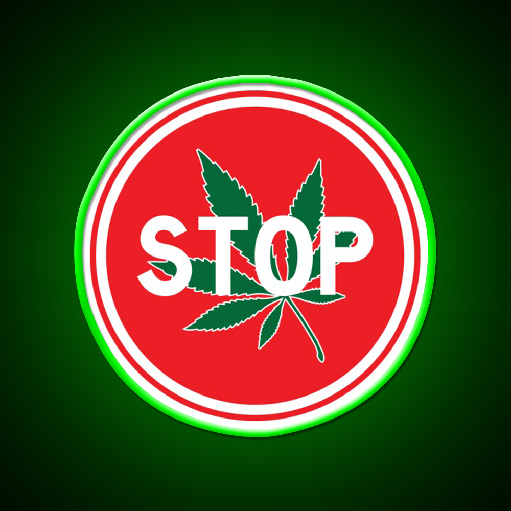 Stop Hemp Inspired Green Leaf Led Neon Sign Rgb Color - LED neon sign view 8