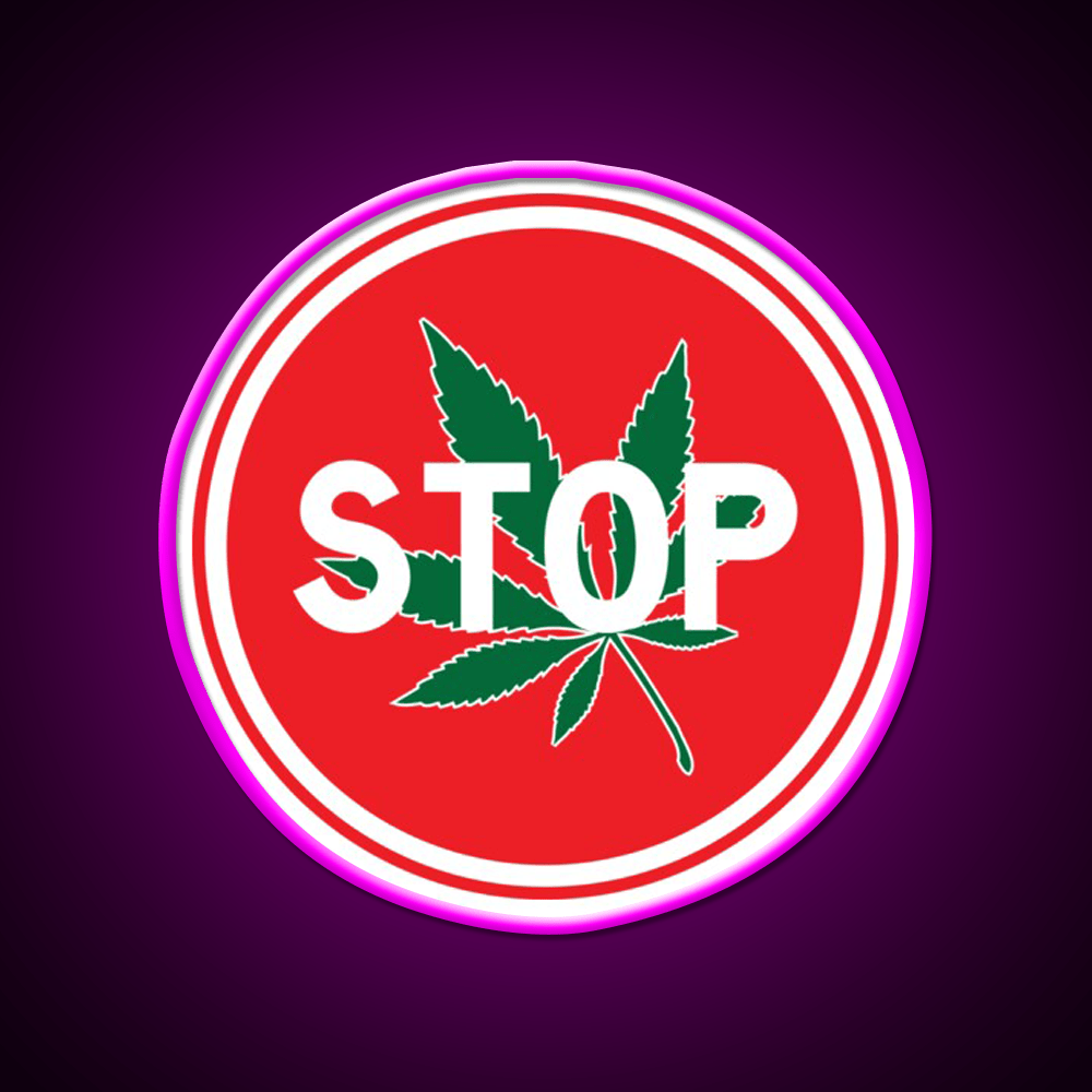 Stop Hemp Inspired Green Leaf Led Neon Sign Rgb Color - Shineneon