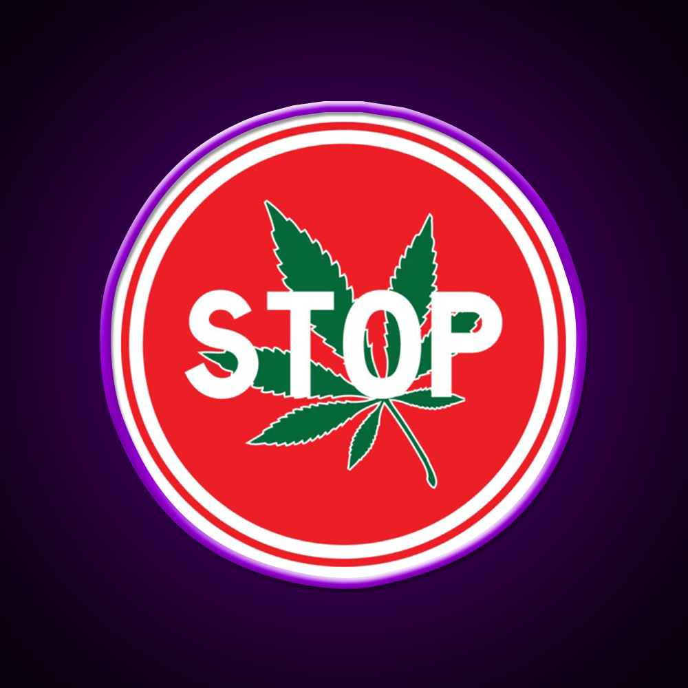 Stop Hemp Inspired Green Leaf Led Neon Sign Rgb Color - Shineneon