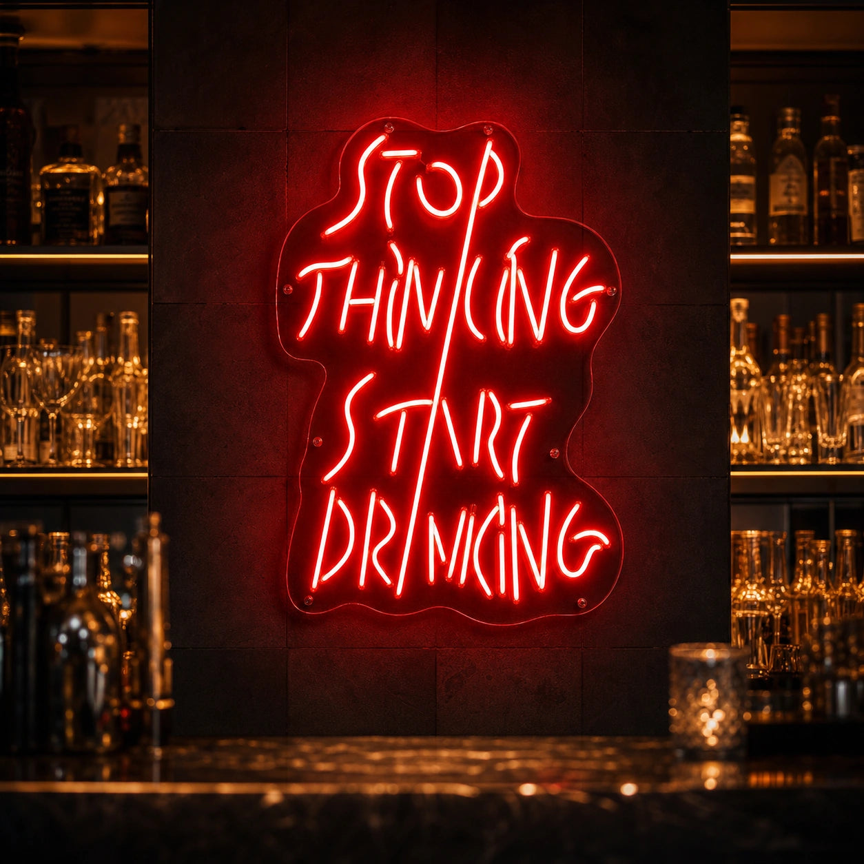 Stop Thinking About Drinking LED Neon Sign Garage Man Cave Neon Sign high-converting product image