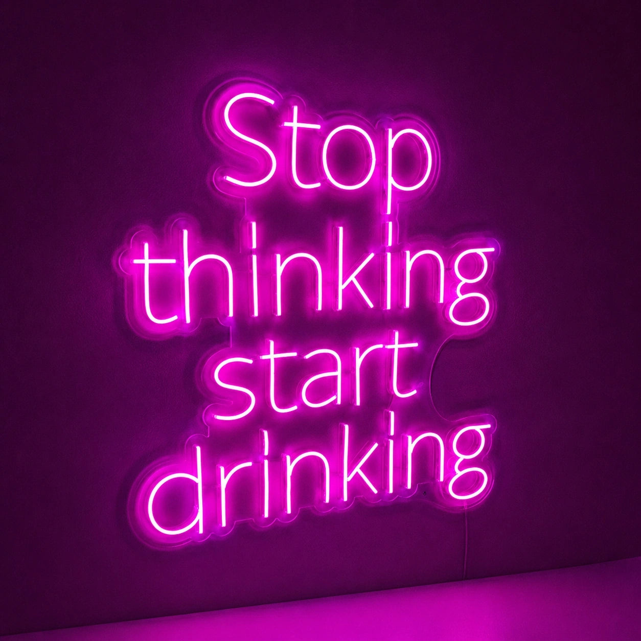 Stop Thinking Start Drinking LED Neon Sign Garage Man Cave Neon Sign main product image