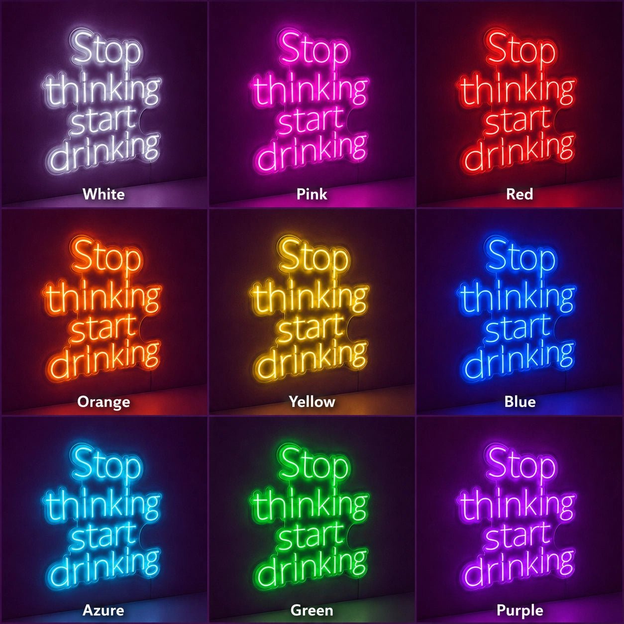 Stop Thinking Start Drinking LED Neon Sign Garage Man Cave Neon Sign - Shineneon