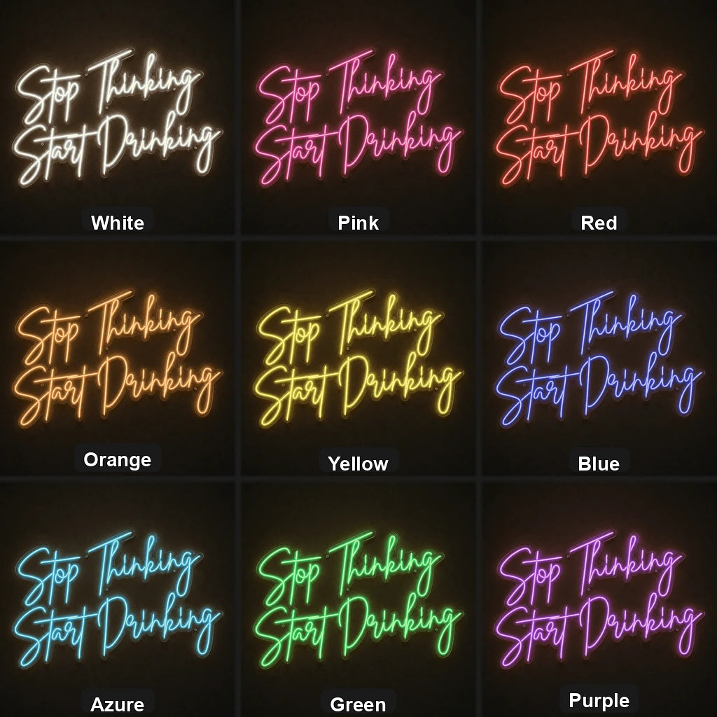 Stop Thinking Stay Drinking LED Neon Sign Garage Man Cave Neon Sign color grid
