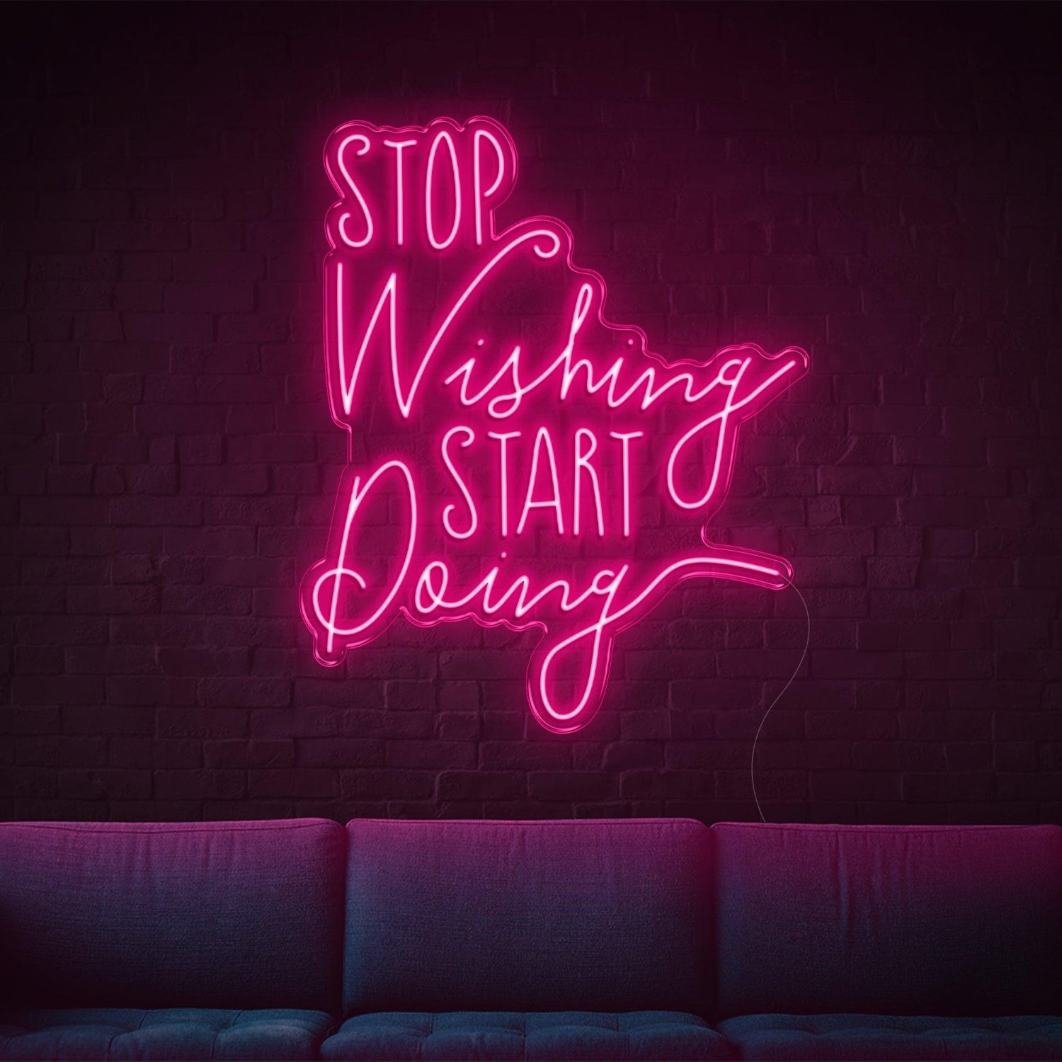Stop Wishing Start Doing Pink Led Neon Sign For Home Studio Wall Decor | Shineneon