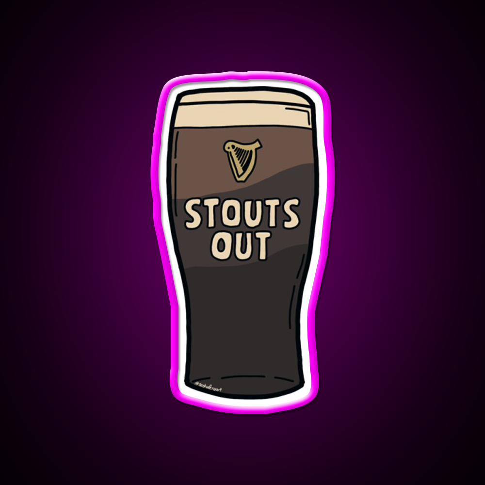 Stouts Out Beer Ni Slang Beer Bar Decor Led Neon Sign Rgb Color - Neon sign mounted on wall in room