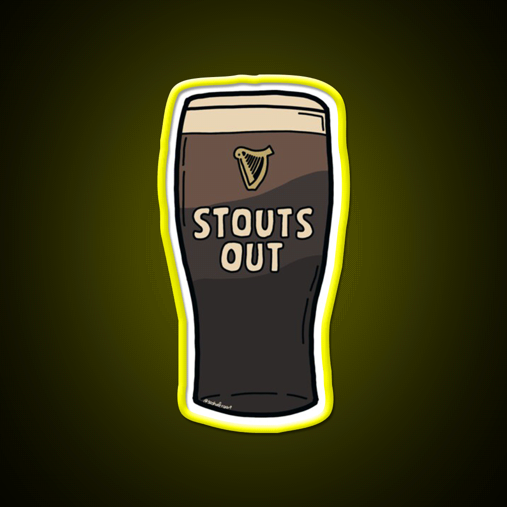 Stouts Out Beer Ni Slang Beer Bar Decor Led Neon Sign Rgb Color - Custom LED neon sign front view