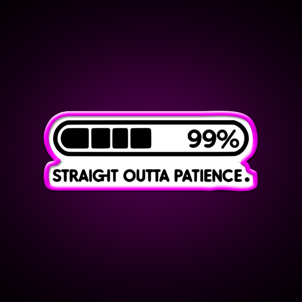Straight Outta Patience Black Man Cave Bar Led Neon Sign Rgb Color