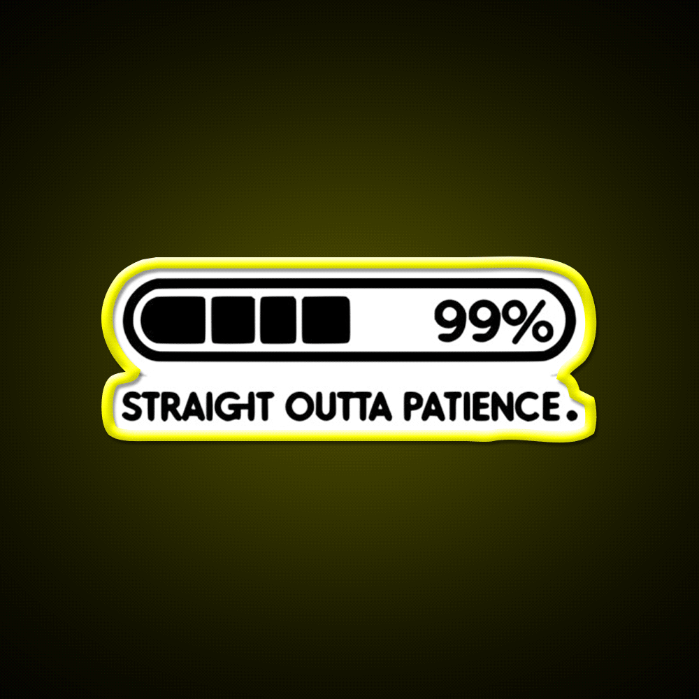 Straight Outta Patience Black Man Cave Bar Led Neon Sign Rgb Color