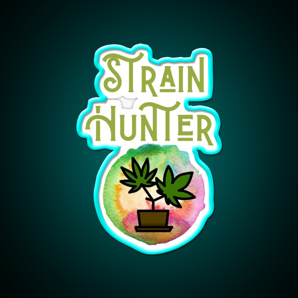 Strain Hunter Hemp Inspired Green Leaf Led Neon Sign Rgb Color
