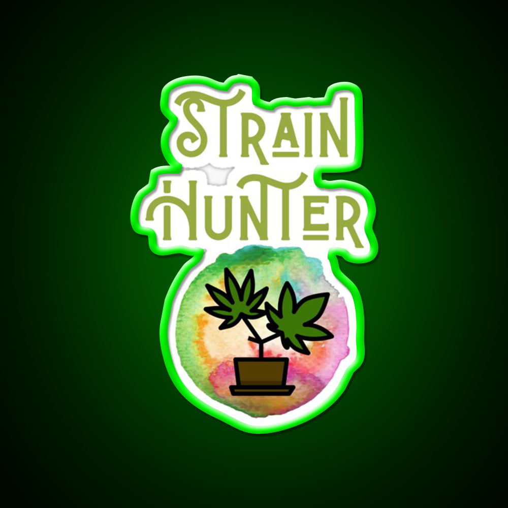 Strain Hunter Hemp Inspired Green Leaf Led Neon Sign Rgb Color