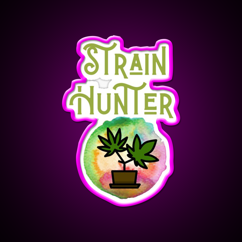 Strain Hunter Hemp Inspired Green Leaf Led Neon Sign Rgb Color
