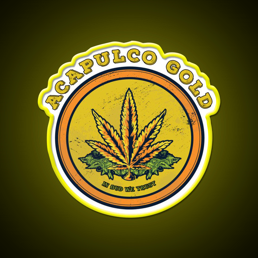 Strains Acapulco Gold Hemp Inspired Green Leaf Led Neon Sign Rgb Color - Custom LED neon sign front view
