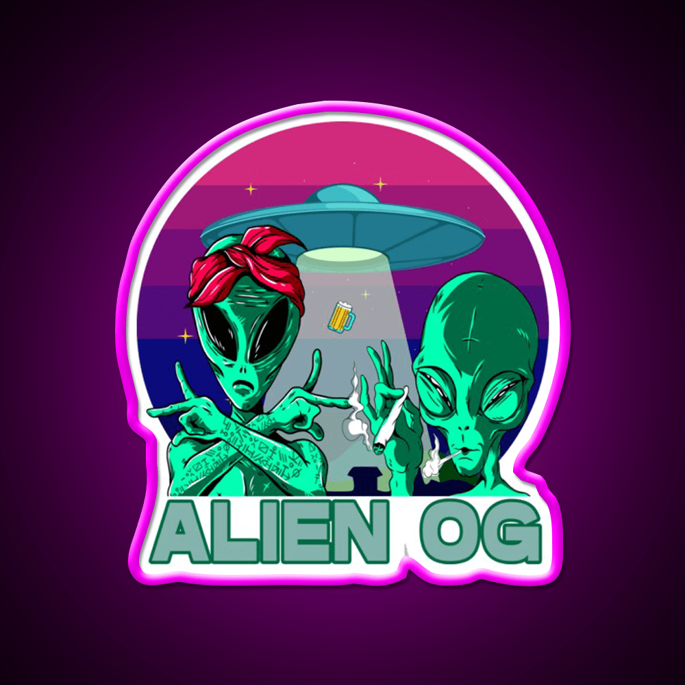 Strains Alien Og Hemp Inspired Green Leaf Led Neon Sign Rgb Color - Shineneon