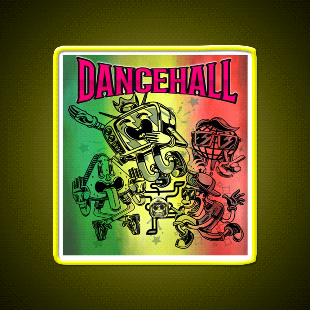 Strains Dancehall Hemp Inspired Green Leaf Led Neon Sign Rgb Color - Custom LED neon sign front view