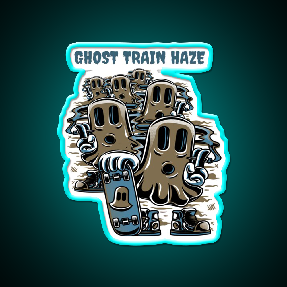 Strains Ghost Train Haze Hemp Inspired Green Leaf Led Neon Sign Rgb Color - Size and dimension reference