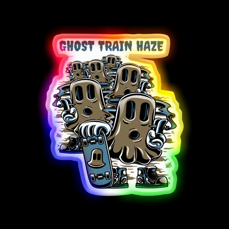 Strains Ghost Train Haze Hemp Inspired Green Leaf Led Neon Sign Rgb Color - LED neon sign close-up detail
