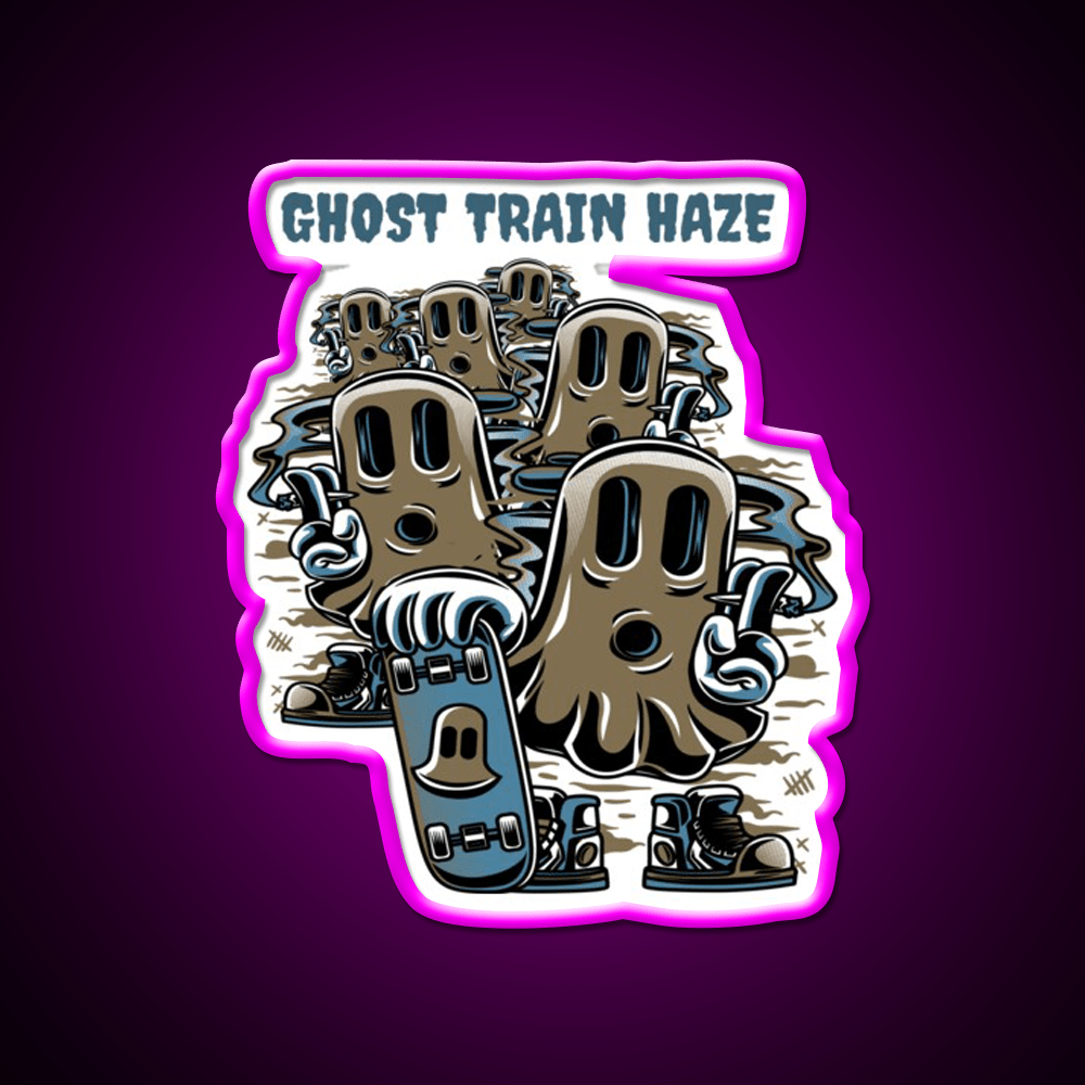 Strains Ghost Train Haze Hemp Inspired Green Leaf Led Neon Sign Rgb Color - Shineneon