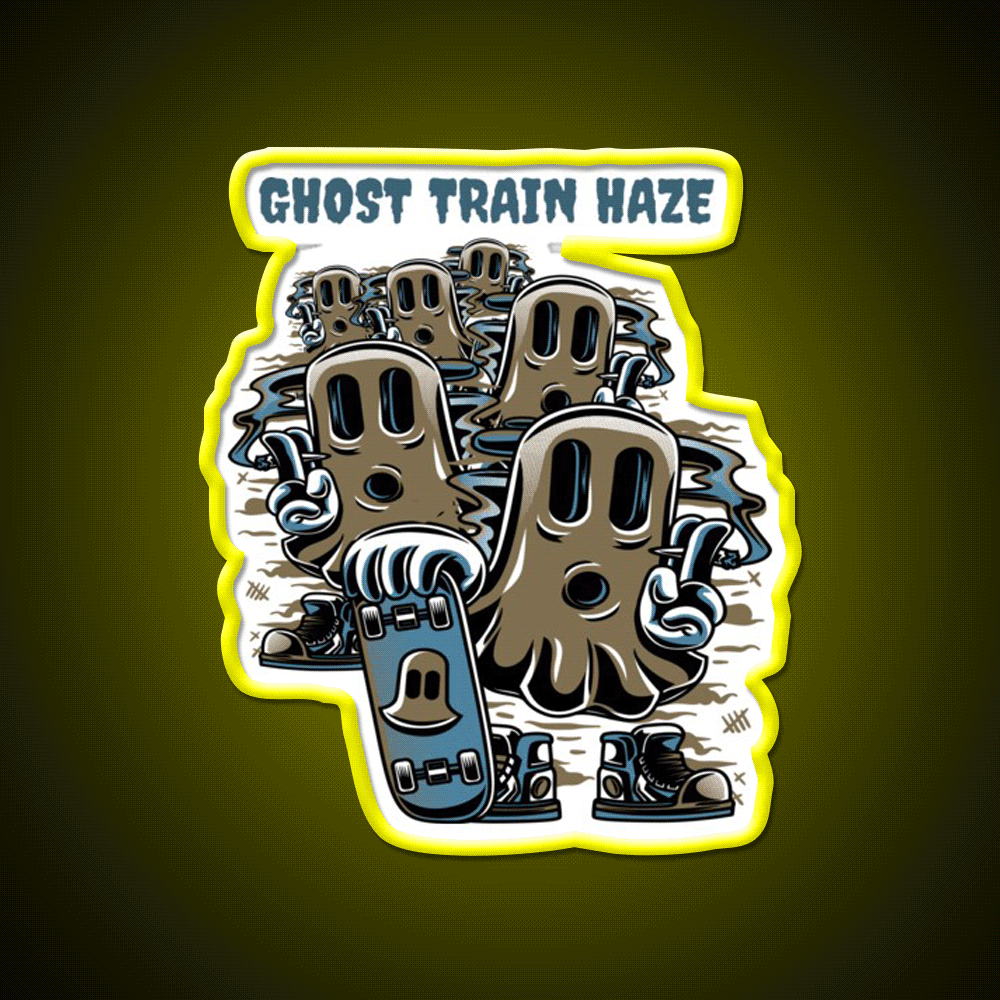 Strains Ghost Train Haze Hemp Inspired Green Leaf Led Neon Sign Rgb Color - Custom LED neon sign front view