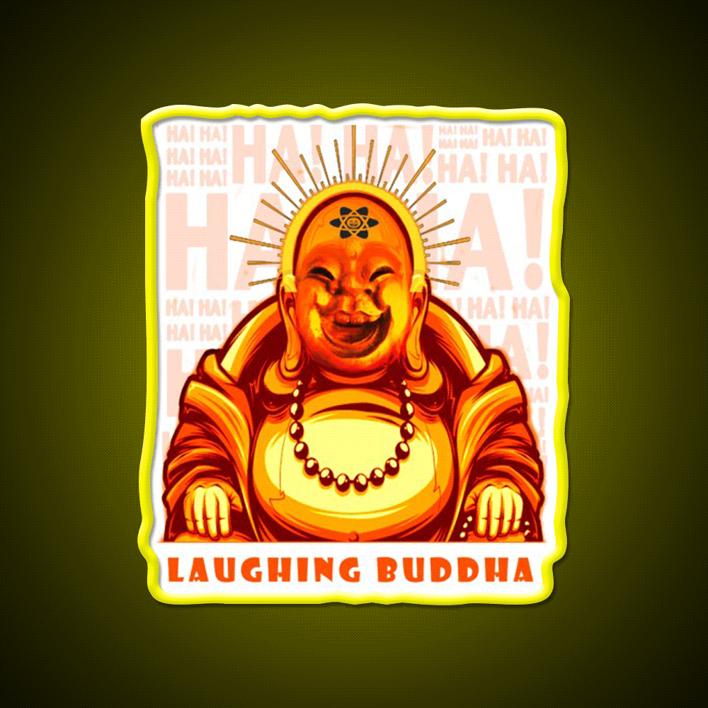 Strains Laughing Buddah Hemp Inspired Green Leaf Led Neon Sign Rgb Color - Custom LED neon sign front view