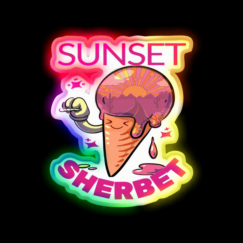 Strains Sunset Sherbet Kawaii Hemp Inspired Green Leaf Led Neon Sign Rgb Color - LED neon sign close-up detail