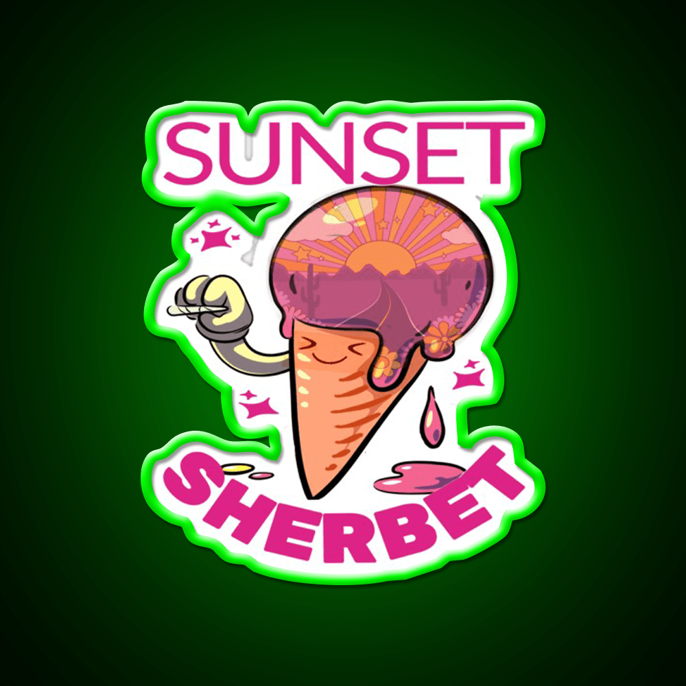 Strains Sunset Sherbet Kawaii Hemp Inspired Green Leaf Led Neon Sign Rgb Color - Shineneon